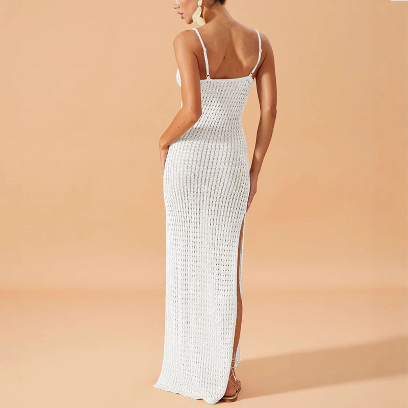 Damen Elegantes Maxikleid mit tiefem V-Ausschnitt und seitlichen Schlitzen Echo Archiv