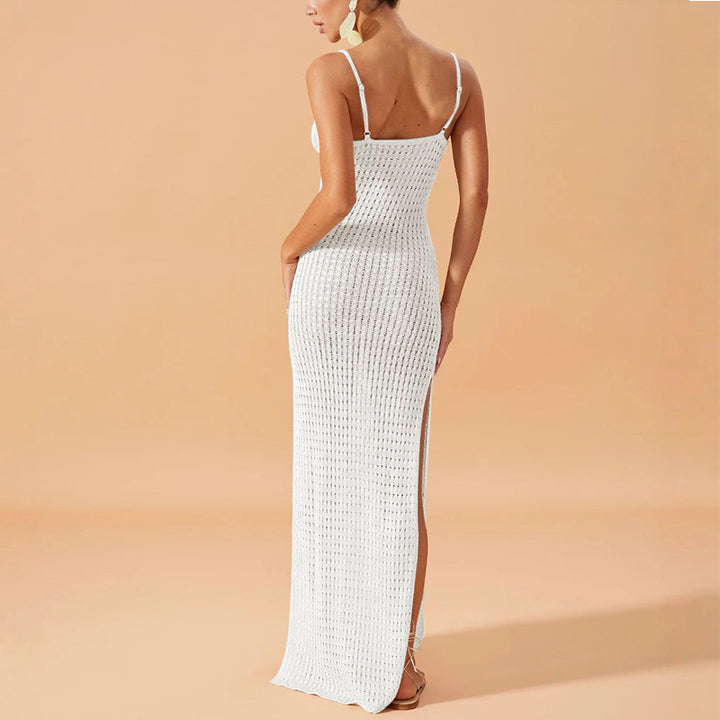 Damen Elegantes Maxikleid mit tiefem V-Ausschnitt und seitlichen Schlitzen Echo Archiv