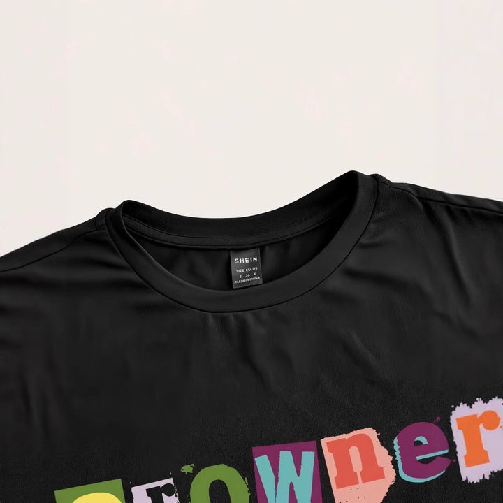 Damen Crop-T-Shirt mit kreativem unvergesslichem Statement Echo Archiv