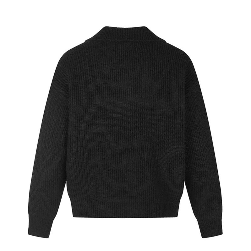 Damen Oversize Strickjacke mit asymmetrischer Knopfleiste und Hemdkragen Echoarchiv