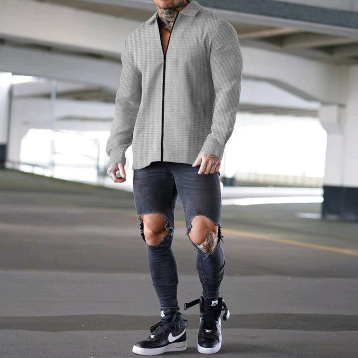 Herren lässige Hemdjacke aus strukturiertem Material Echoarchiv
