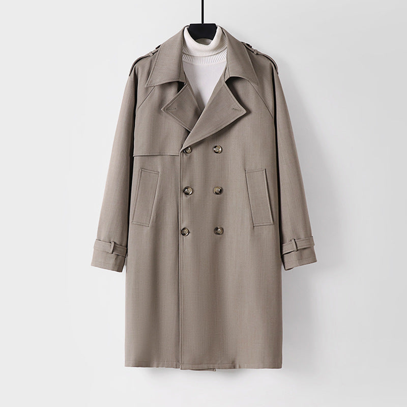 Herren Midilanger Oversize-Trenchcoat mit doppelter Knopfreihe und Schulterklappen Echoarchiv