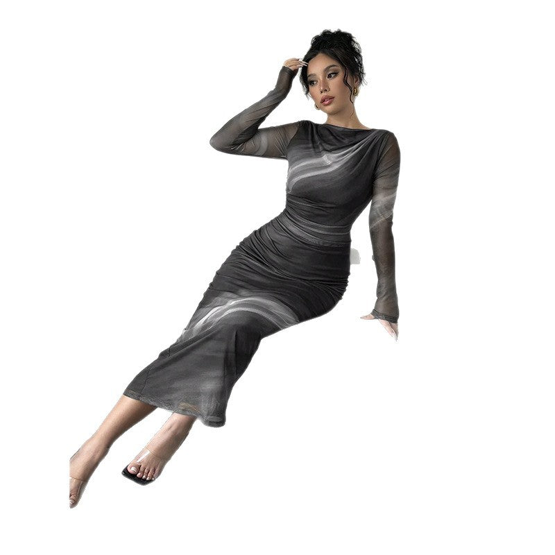Damen Elegantes Wickelkleid mit Struktur Echo Archiv