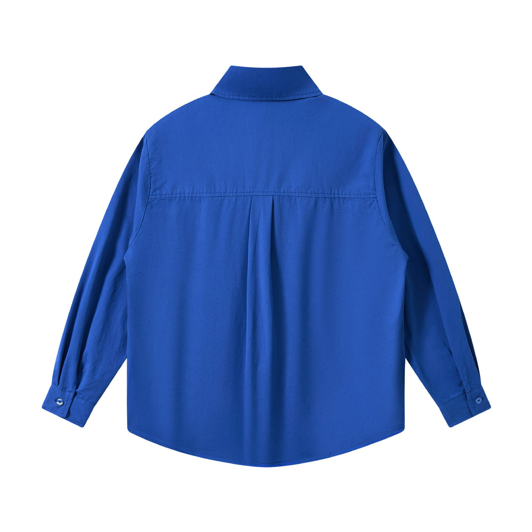 Unisex Oversize Hemdjacke aus leichter Baumwollmischung mit Brusttasche und abgerundetem Saum Echoarchiv