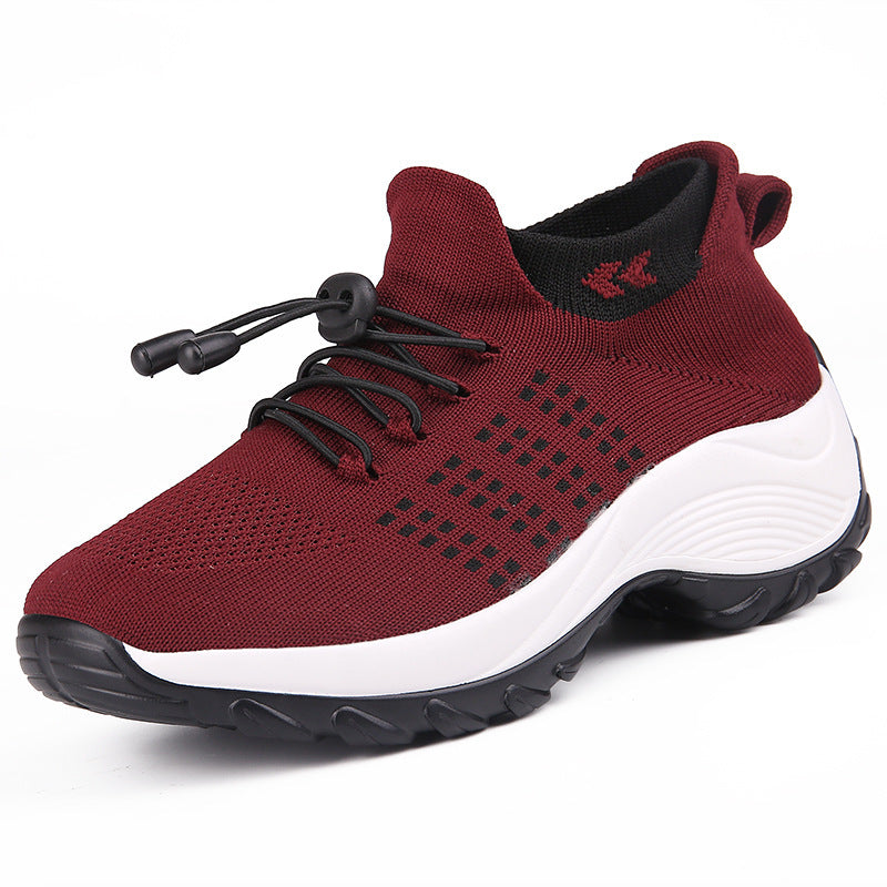 Damen gestrickte Slip-On Sneaker mit Schnellzugkordel, elastischem Schaft und stoßdämpfender Plateau-Sohle Echo Archiv
