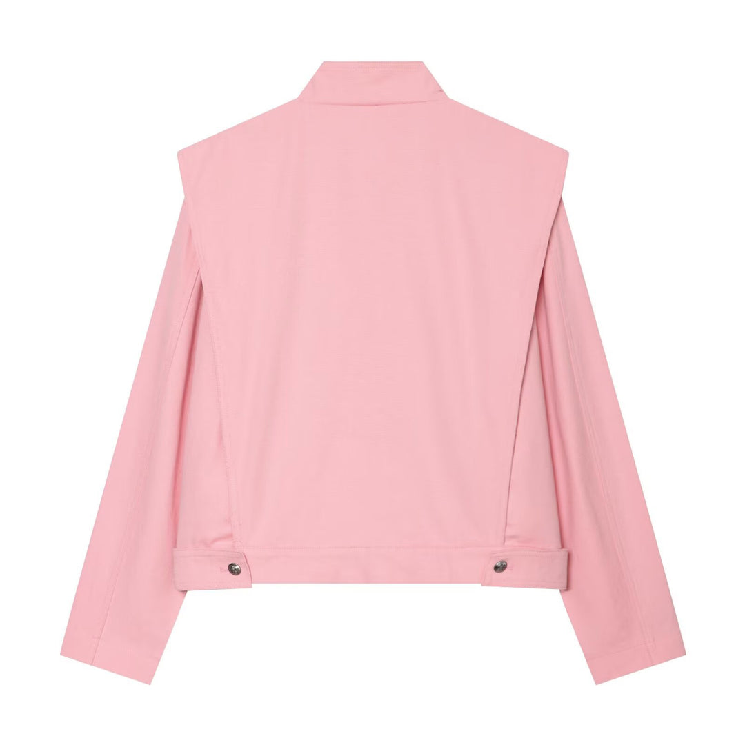 Damen kurze Boxy-Jacke mit Stehkragen und asymmetrischer Knopfleiste Echo Archiv