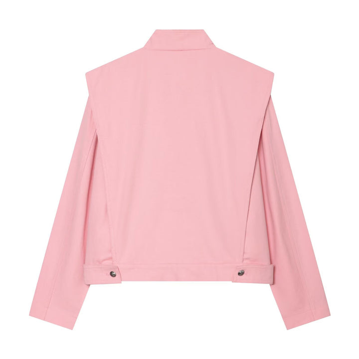 Damen kurze Boxy-Jacke mit Stehkragen und asymmetrischer Knopfleiste Echo Archiv