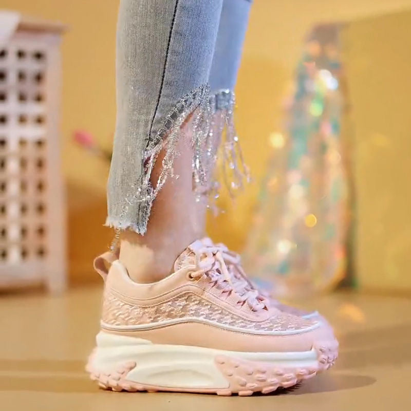 Damen Modische Chunky Sneakers mit luftiger Mesh-Oberfläche und verstärktem Fersenbereich Echo Archiv