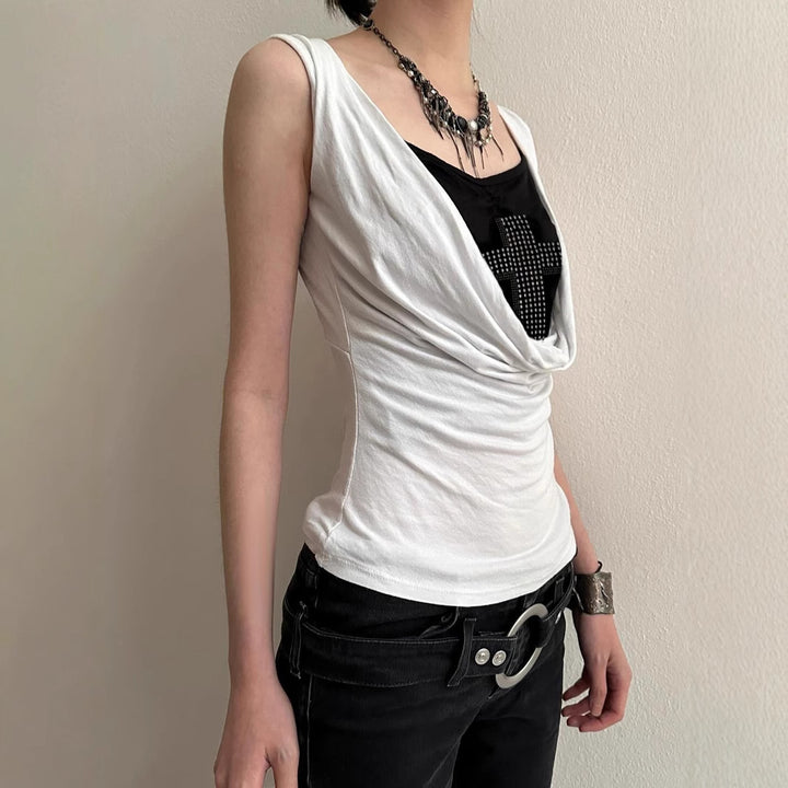 Damen stilvolles Top mit funkelndem Kreuzdesign Echo Archiv