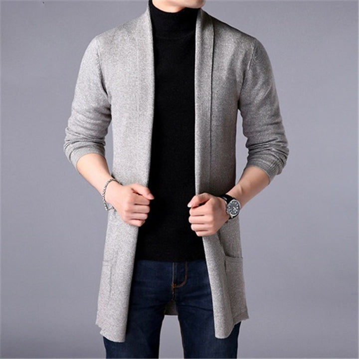 Herren lässiger Strickcardigan mit offenem Schnitt und praktischen Taschen Echoarchiv