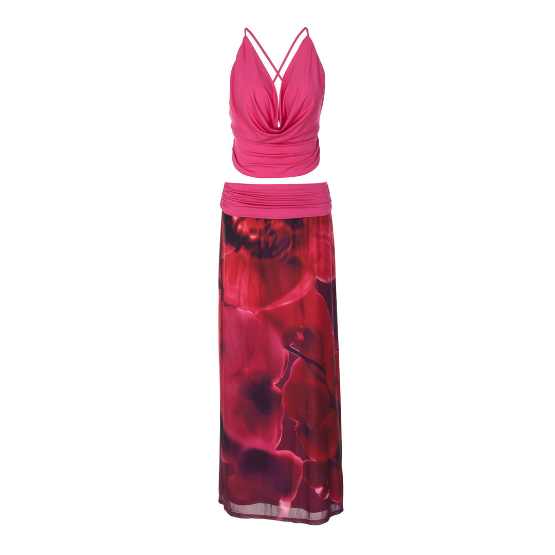 Damen Boho Maxikleid mit raffiniertem Oberteil und floraler Drapierung Echo Archiv