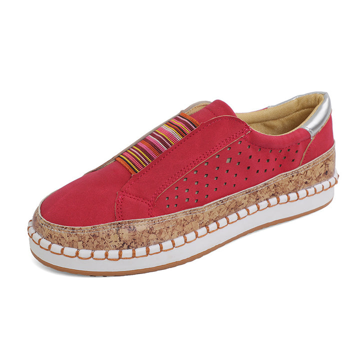 Damen nan leichte Slipper-Sneaker mit Korkrand und perforiertem Obermaterial Echo Archiv