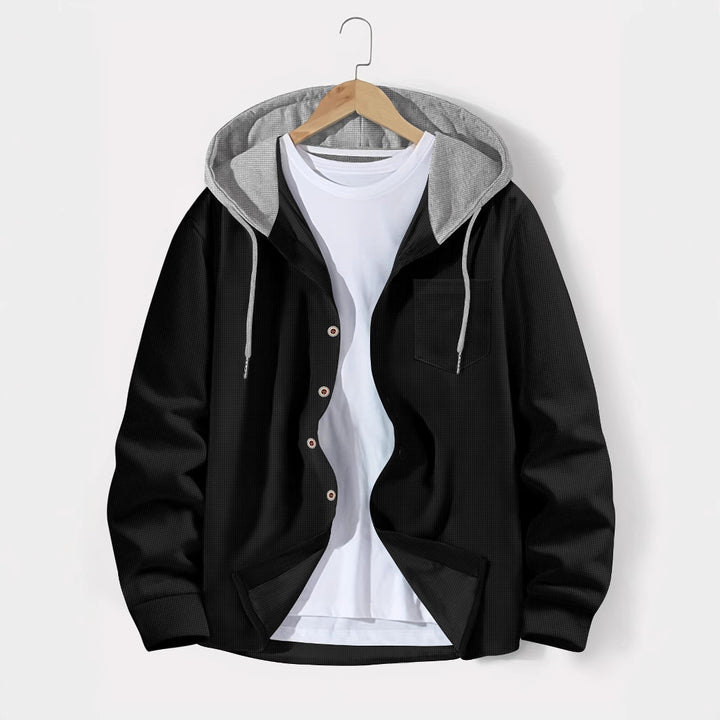 Herren lässige Jacke mit Kapuze und Karomuster Echoarchiv