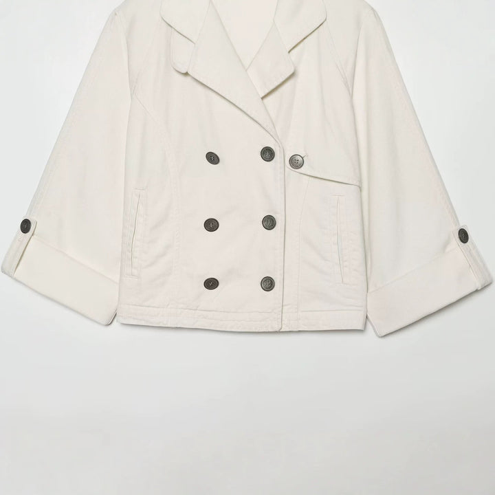 Damen Kurzes Doppelreihiges Trench‑Cape mit weitem Kragen und dreiviertel Ärmeln Echo Archiv