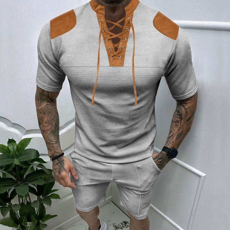 Herren trendiges Sport-T-Shirt mit einzigartigem Schnürdesign und atmungsaktivem Gewebe Echoarchiv