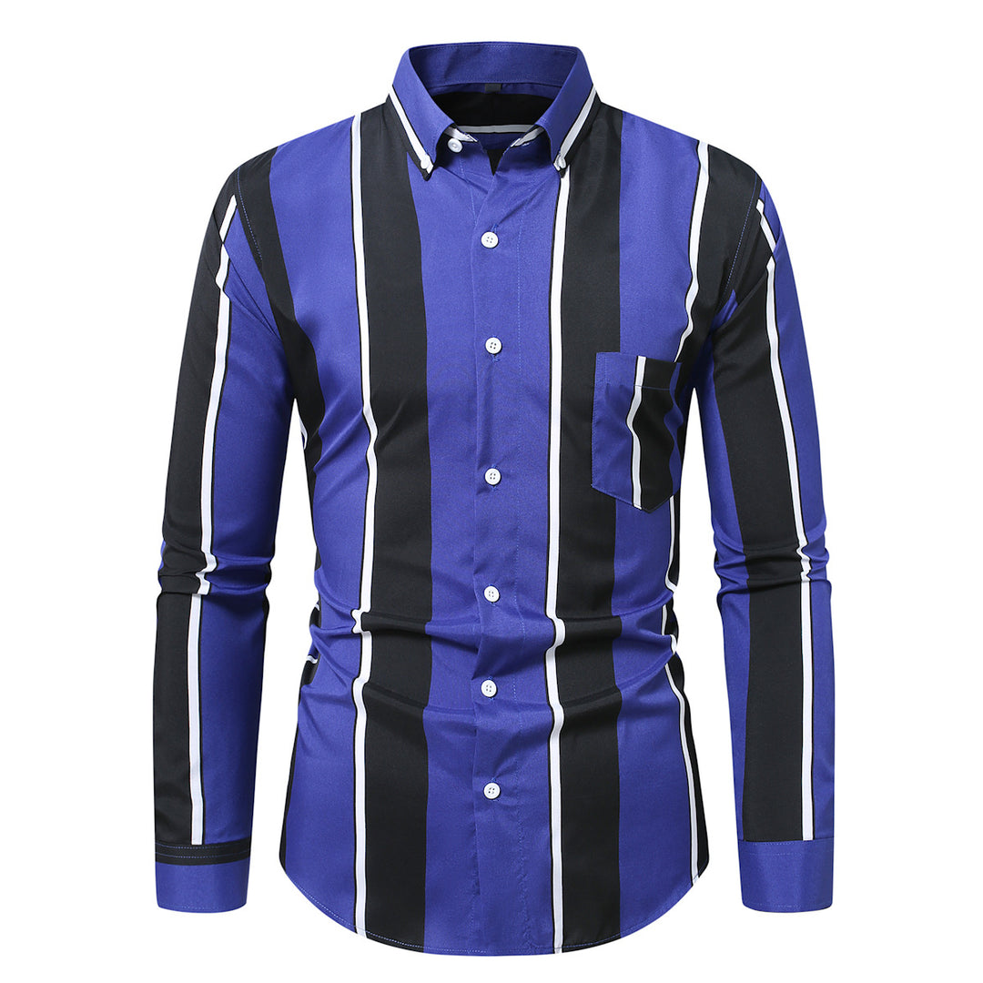 Herren nan tailliertes Langarmhemd mit vertikalem Streifenmuster und Button-Down-Kragen Echo Archiv