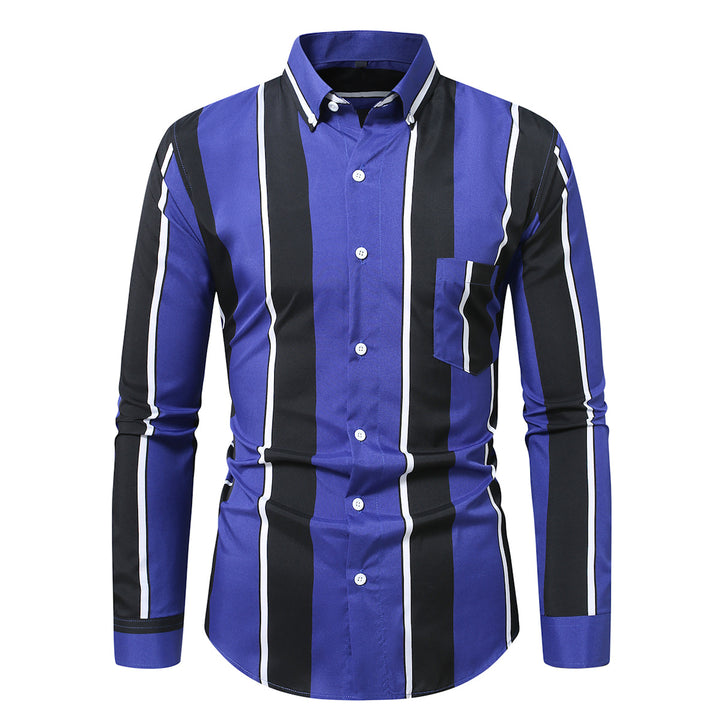 Herren nan tailliertes Langarmhemd mit vertikalem Streifenmuster und Button-Down-Kragen Echo Archiv