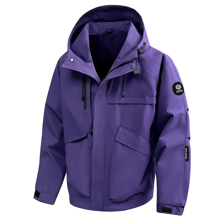 Herren Wasserabweisende Utility-Outdoorjacke mit Kapuze, Mehrfachtaschen & verstellbaren Manschetten Echoarchiv