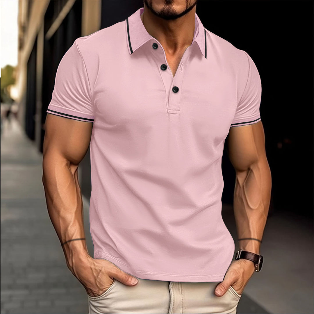 Herren stilvolles Kurzarm-Polo mit Kontrastdetails Echoarchiv
