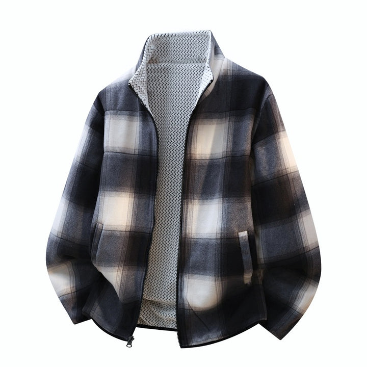 Herren strukturierte Fleece-Overlay-Jacke mit kontrastierender Brusttasche und Zwei-Wege-Reißverschluss – Taviero