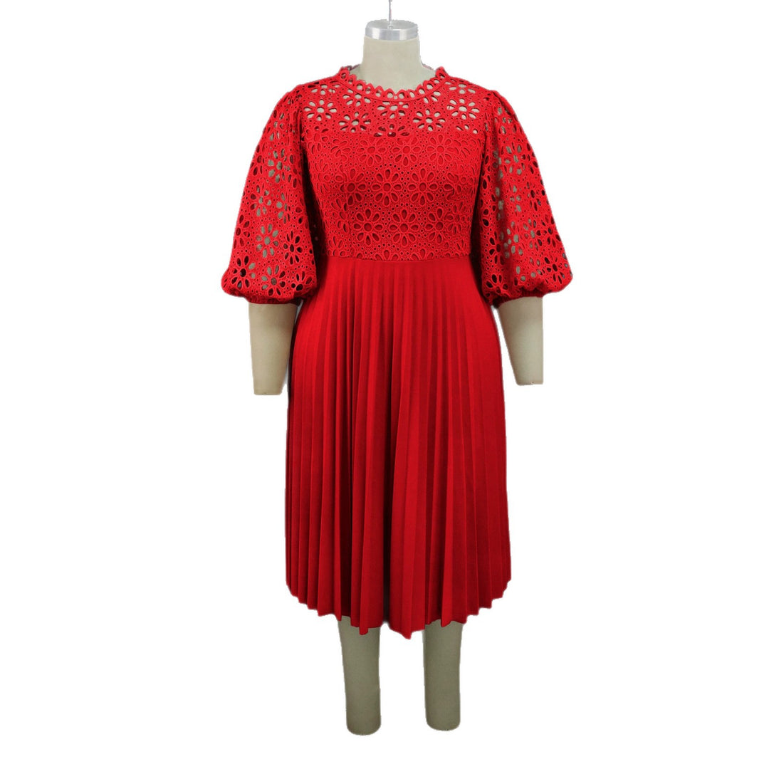 Damen elegantes Midikleid mit Spitzenoberteil und plissiertem Rock Echo Archiv