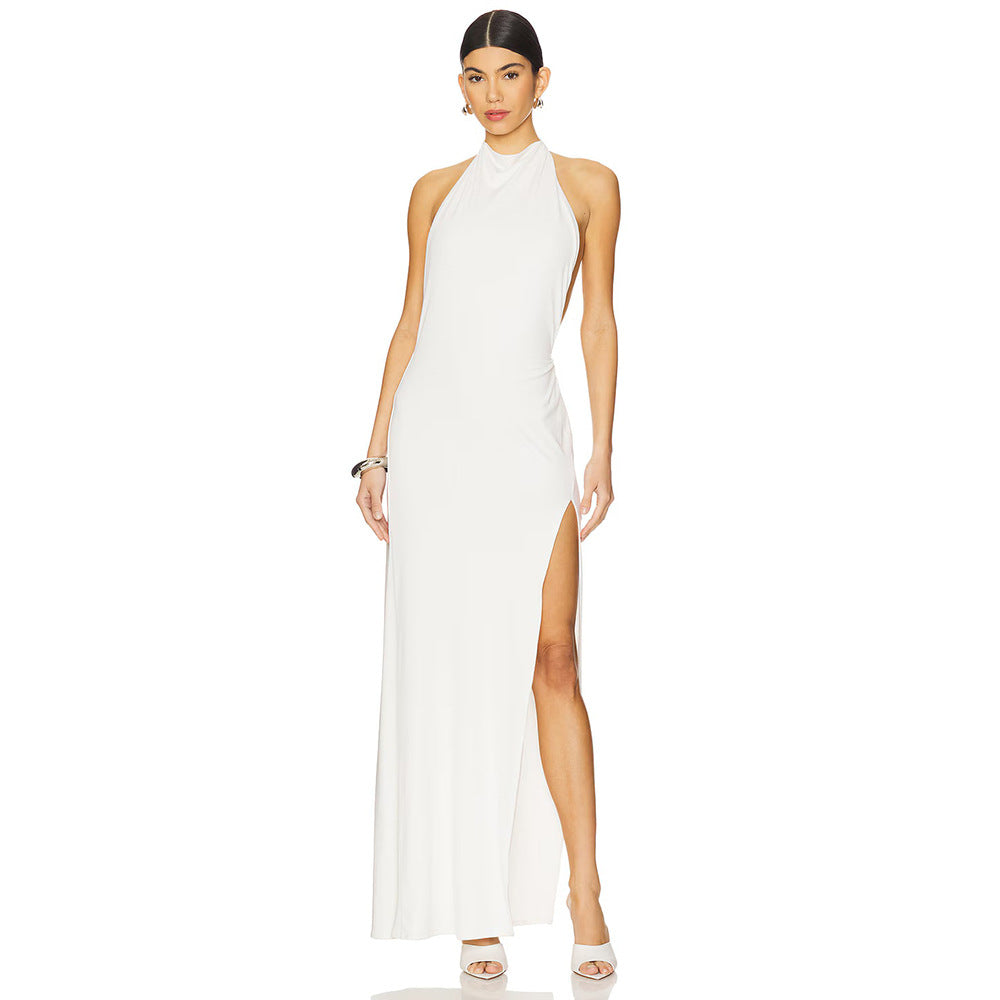 Damen Elegantes Maxikleid mit Stehkragen und seitlichem Schlitz Echo Archiv