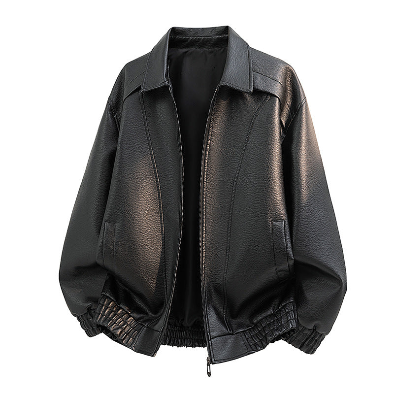 Herren Elegante Kunstlederjacke mit weitem Schnitt – Taviero