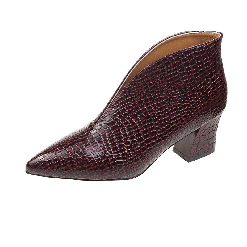 Damen nan spitze Stiefelette mit Krokoprägung und niedrigem Kittenabsatz Echo Archiv