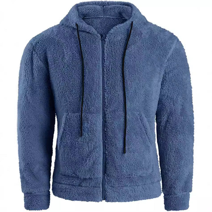 Herren kuschelige Fleecejacke mit Kapuze und seitlichen Taschen Echoarchiv