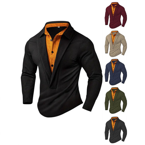 Herren Elegantes Langarmhemd mit modernem Kragen und texturiertem Design Echoarchiv