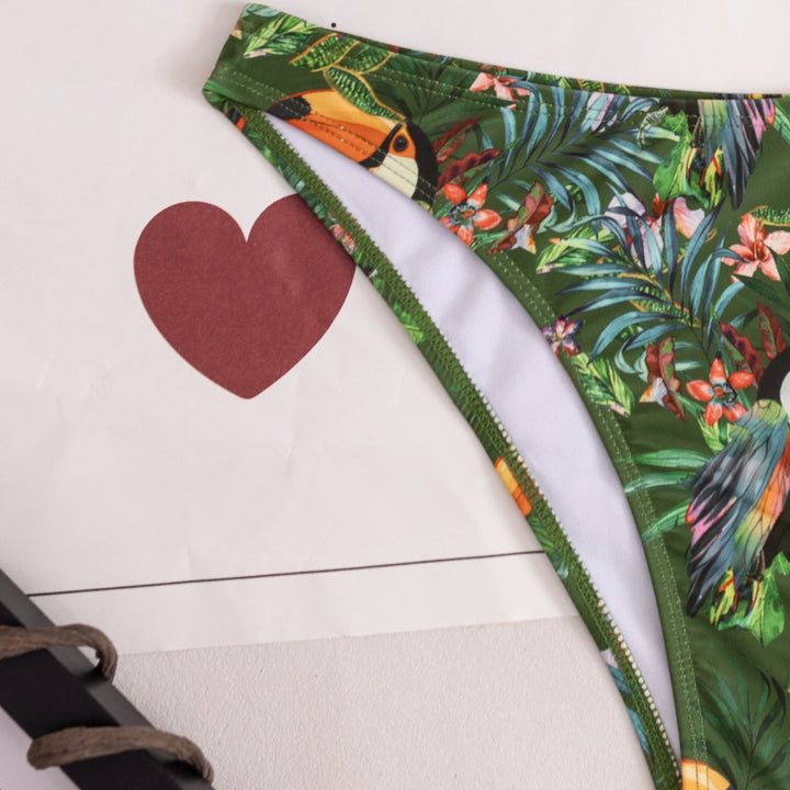 Damen Bandeau-Bikini mit exotischem Tropenmuster Echo Archiv