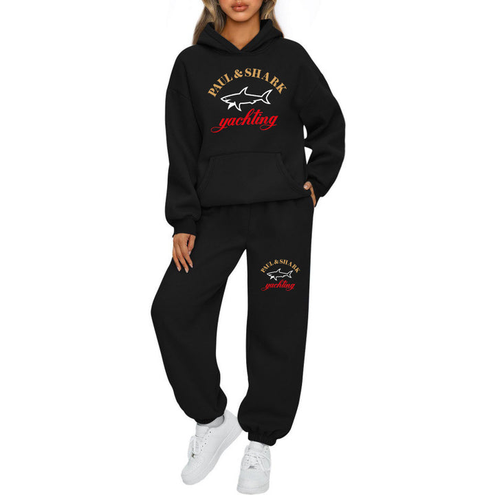 Damen nan oversized Hoodie und Jogginghose Set mit Kapuze Kängurutasche und gerippten Bündchen Echo Archiv