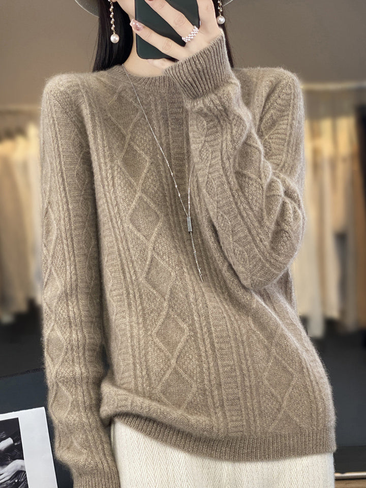Damen Zopfmuster-Feinstrickpullover mit Ajour-Bahnen und weichem Mohair-Finish Echoarchiv