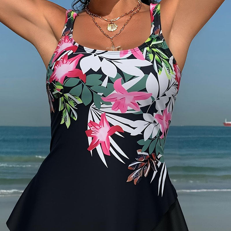 Damen Tankini-Set mit floralem Oberteil und hoch geschnittenem Slip Echo Archiv