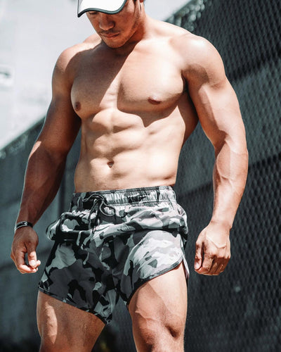 Herren Sportliche Badeshorts mit modischem Camouflage-Muster und elastischem Bund Echoarchiv