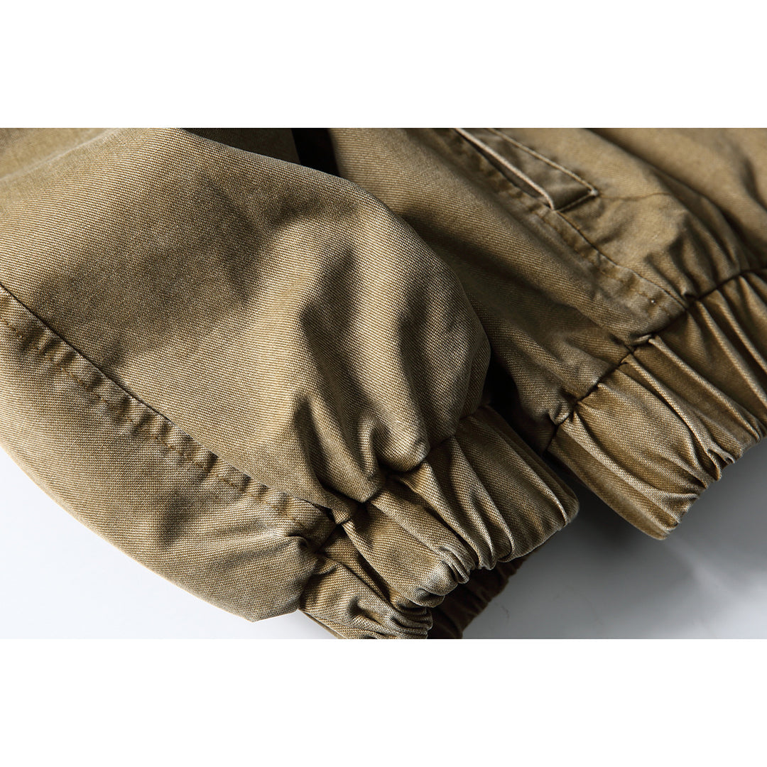 Unisex Boxy-Jeansblouson im Vintage-Washed-Look mit Reißverschluss und elastischem Saum Echoarchiv