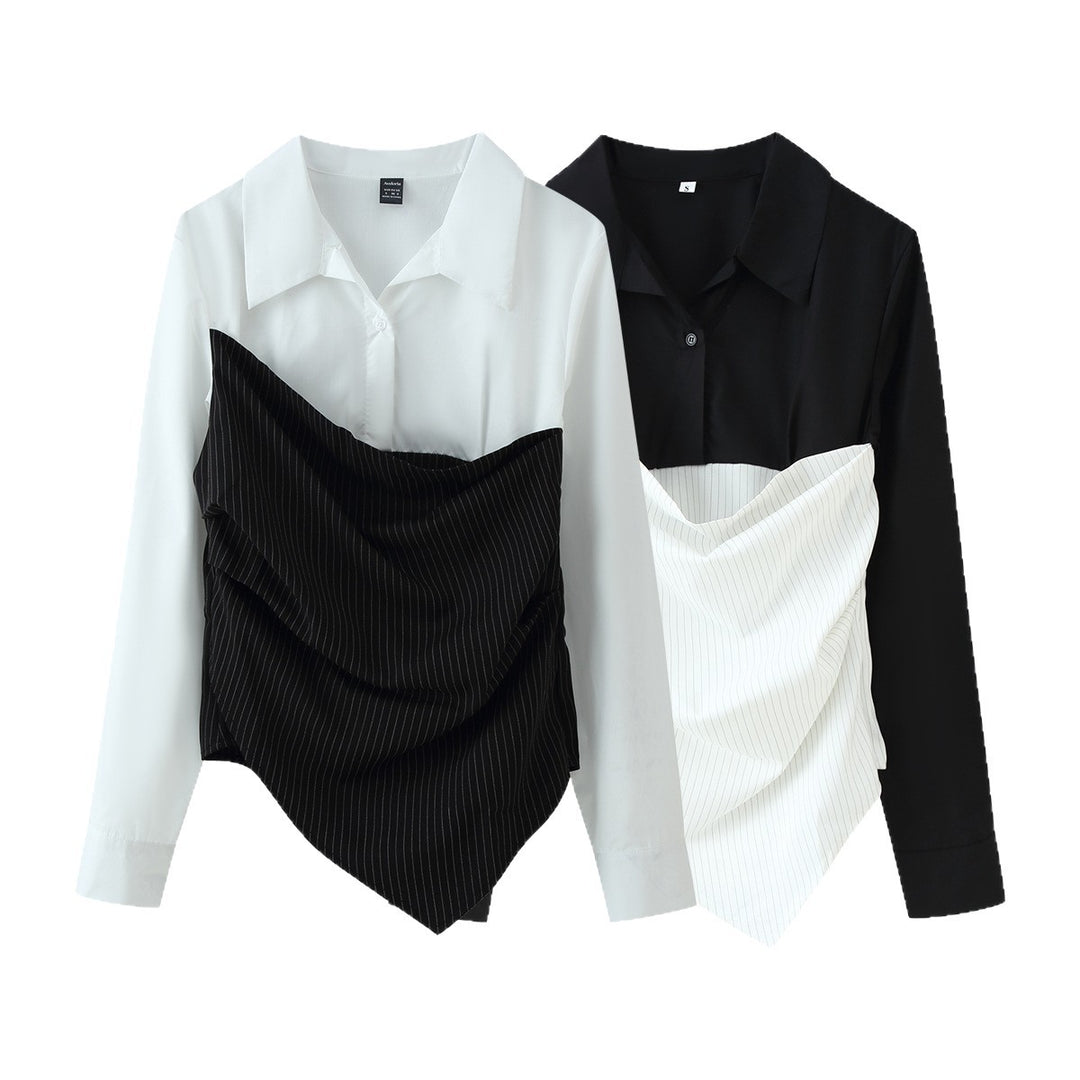Damen Hemdbluse mit drapiertem Nadelstreifen‑Corset‑Detail Echoarchiv