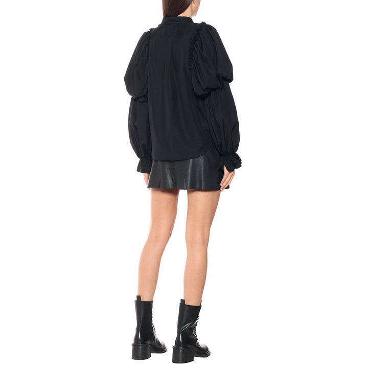 Damen Puffärmel-Bluse mit Stehkragen und Volantmanschtten – Avérine