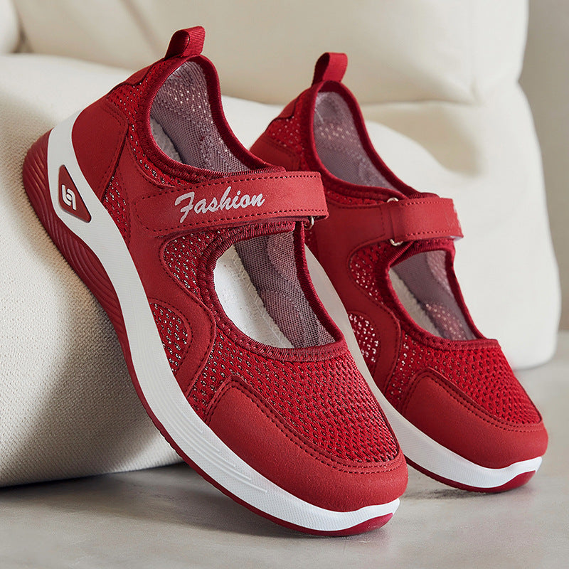 Damen nan atmungsaktiver Mary-Jane Walking-Schuh mit Klettverschluss, nahtlosem Mesh-Obermaterial und stoßdämpfender Leichtsohle Echo Archiv