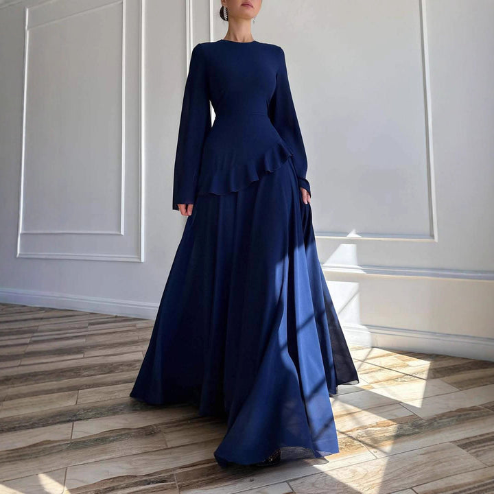 Damen Elegantes Maxikleid mit Rüschendetails und weitem Schnitt Echo Archiv