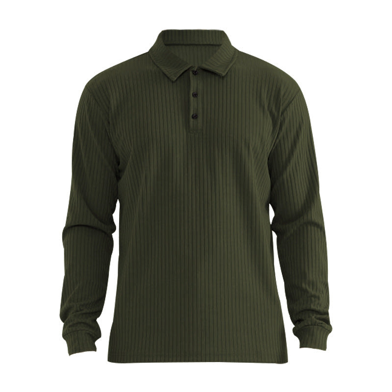Herren Langarm Polohemd mit strukturiertem Rippdesign Echoarchiv