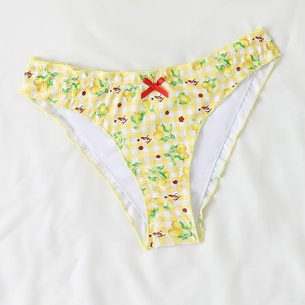 Damen Bikini-Set mit verspieltem Zitronenmuster und Rüschendetails Echo Archiv