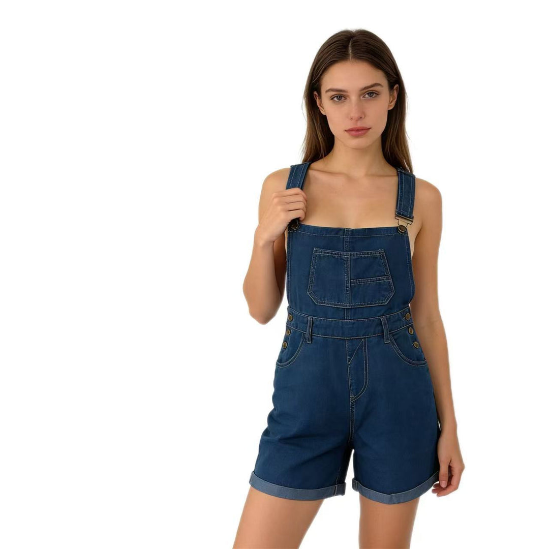 Damen Denim-Latzshorts mit modernen Details und praktischen Taschen Echo Archiv