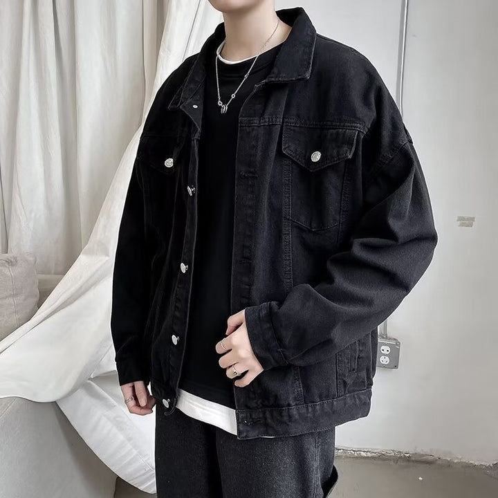 Herren lässige oversized Jeansjacke mit praktischen Taschen Echoarchiv