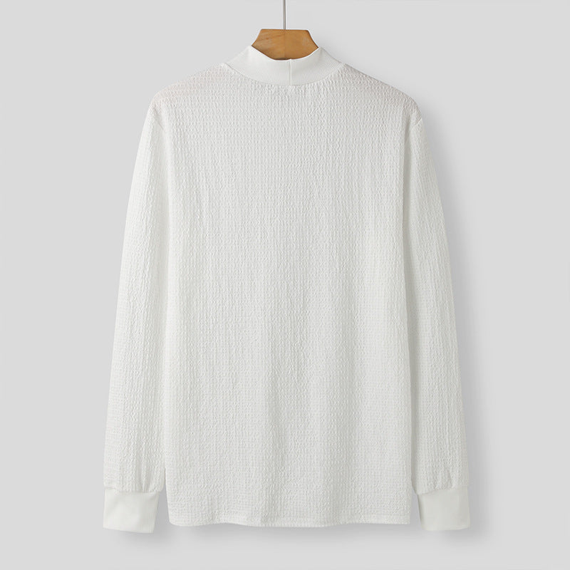 Damen Elegantes Langarmshirt mit strukturiertem Stoff und hohem Kragen Echoarchiv