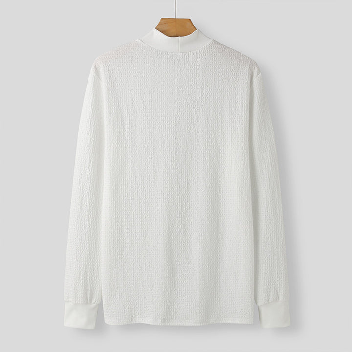 Unisex nan texturierter Waffelstrick-Pullover mit schmalem Stehkragen und Rippbündchen Echo Archiv