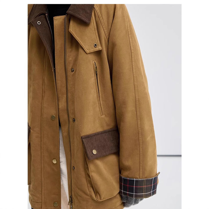 Damen Modische Übergangsjacke aus weichem Material mit Karomuster Echoarchiv