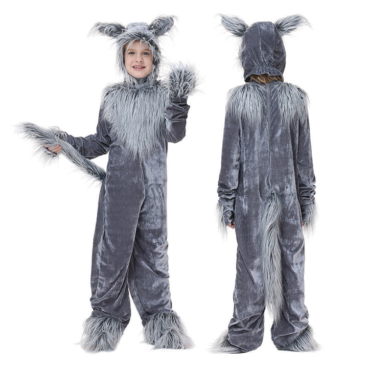 Mädchen Plüsch Wolfskostüm mit Kapuze und detailreichen Faux-Fell-Akzenten Echo Archiv