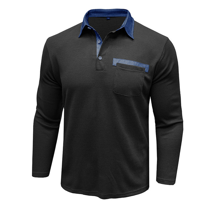 Herren Langarm Poloshirt mit strukturiertem Design Echoarchiv