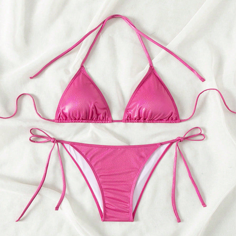 Damen Triangel-Bikini mit seitlichen Bindebändern und glänzendem Finish Echo Archiv